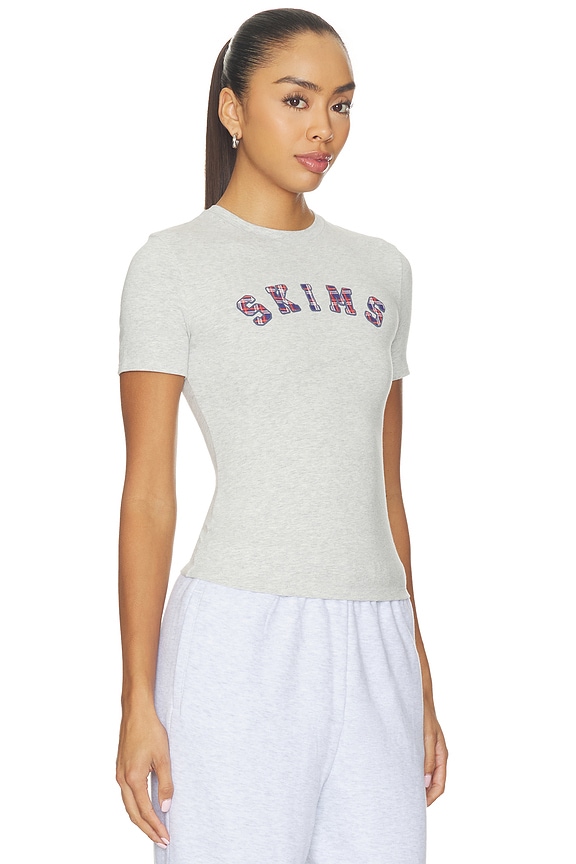 view 2 of 5 T-shirt in Light Heather Grey Arched Plaid