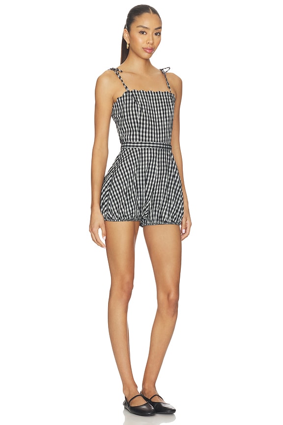 view 2 of 4 Bette Romper in Black & White Check