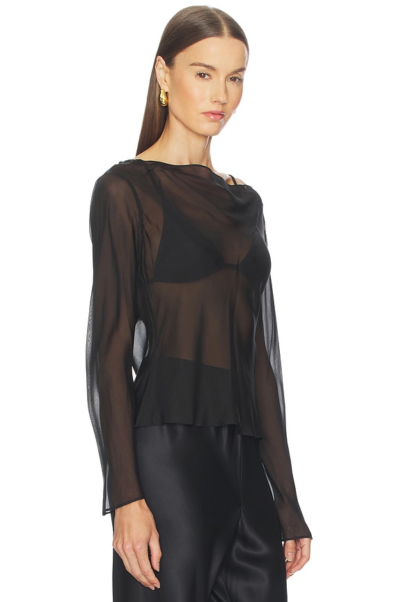 view 2 of 5 Strobe Long Sleeve Cowl Top in Black