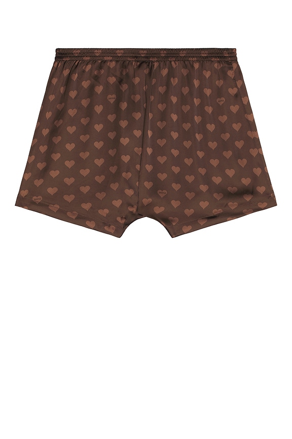 view 2 of 2 Sleep Sateen Boxer in Cocoa Heart Halfdrop Print