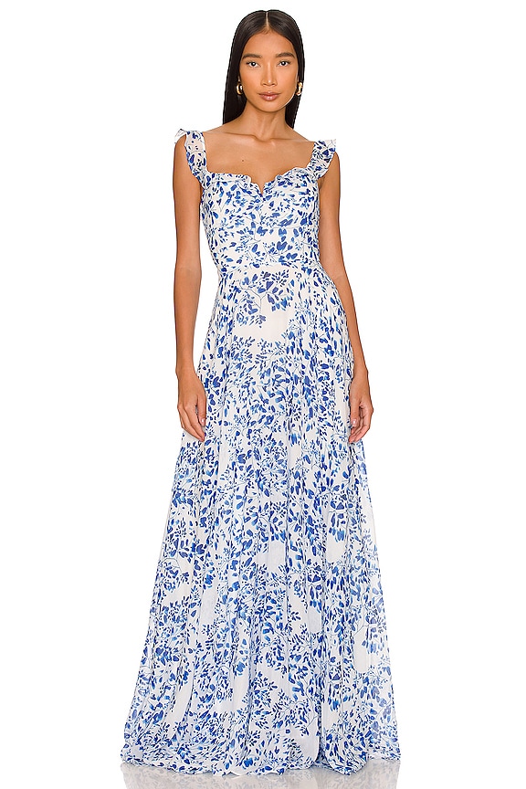 SAU LEE Evangeline Dress in Blue Multi | REVOLVE