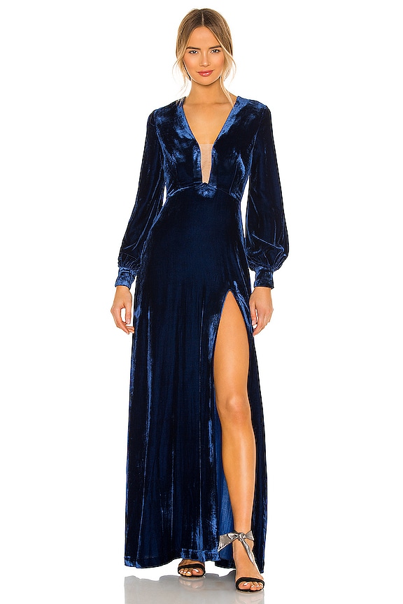 SAU LEE Regina Gown in Prussian Blue | REVOLVE