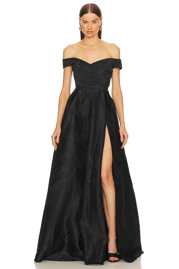 SAU LEE Lucinda Gown in Black | REVOLVE