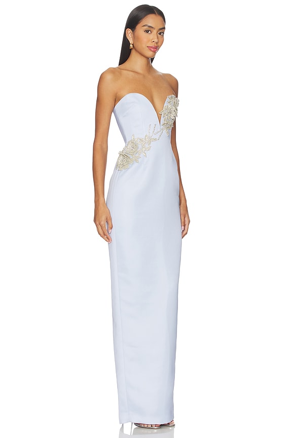 view 2 of 5 Luna Satin Gown in Frost Blue