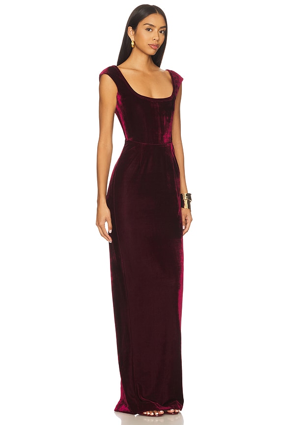 view 2 of 3 Brooke Velvet Gown in Oxblood