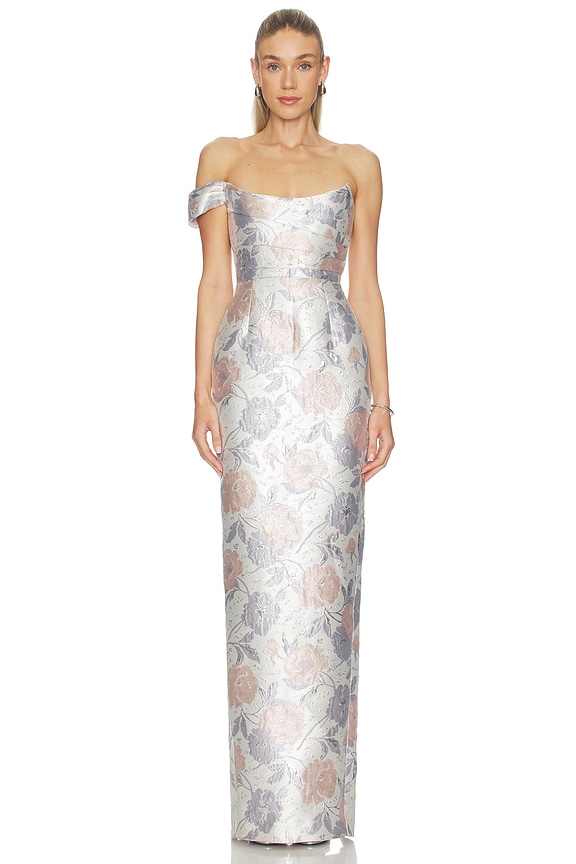 view 1 of 5 Jackson Brocade Gown in Lilac Multi