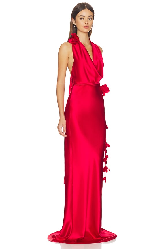 view 2 of 5 Delphine Satin Gown in Red Chili Pepper