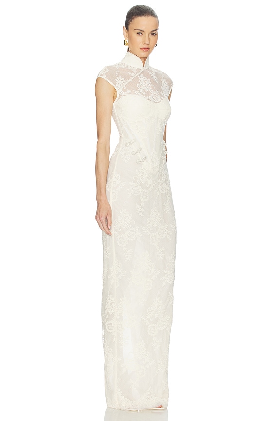 view 2 of 5 Emilia Lace Gown in Cashew Beige