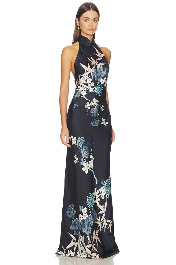 view 2 of 3 Gillian Satin Gown in Black Multi