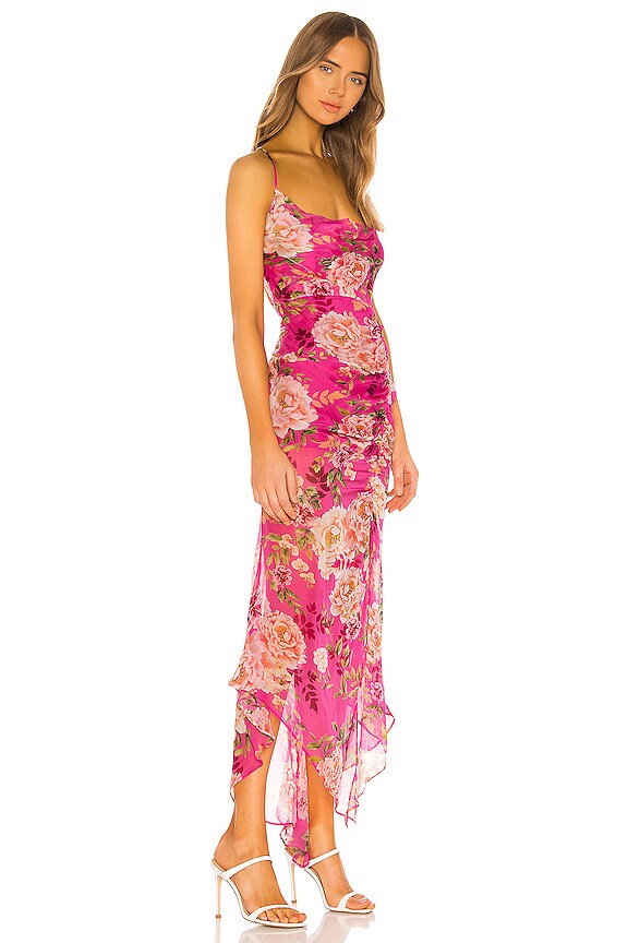 view 2 of 3 Fredia Silk Dress in Fuchsia Multi