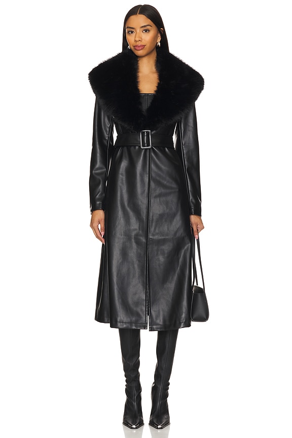 view 2 of 4 ABRIGO DE PIEL SINTÉTICA SIMONE in Black