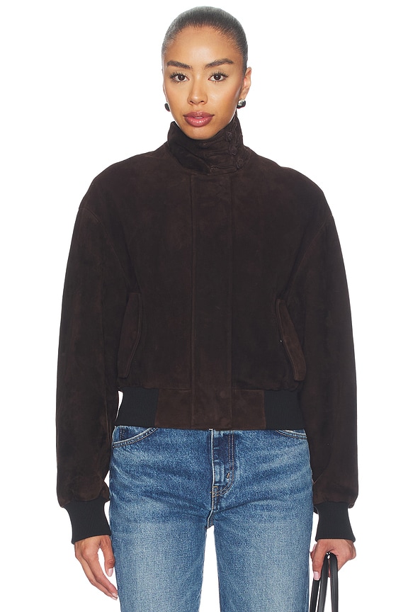 view 2 of 5 Ronan Suede Bomber Jacket in Chocolate