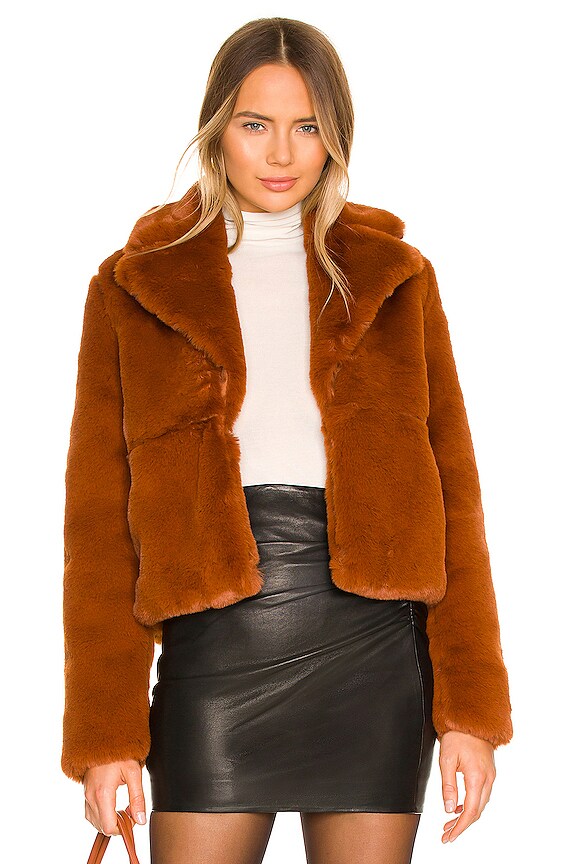 SAU LEE Kendall Faux Fur Jacket in Rust | REVOLVE