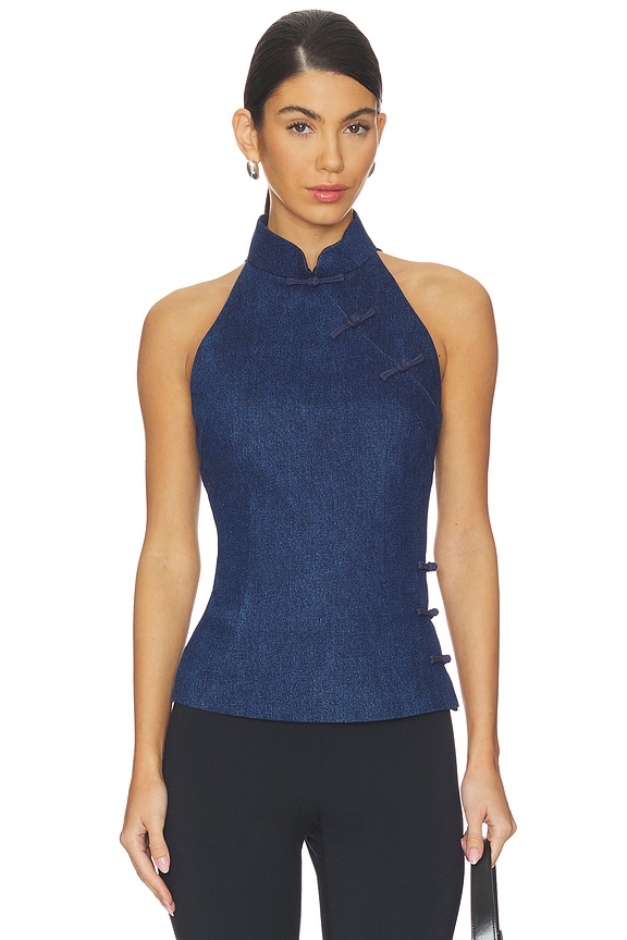 view 1 of 5 Ezra Denim Top in Dark Denim