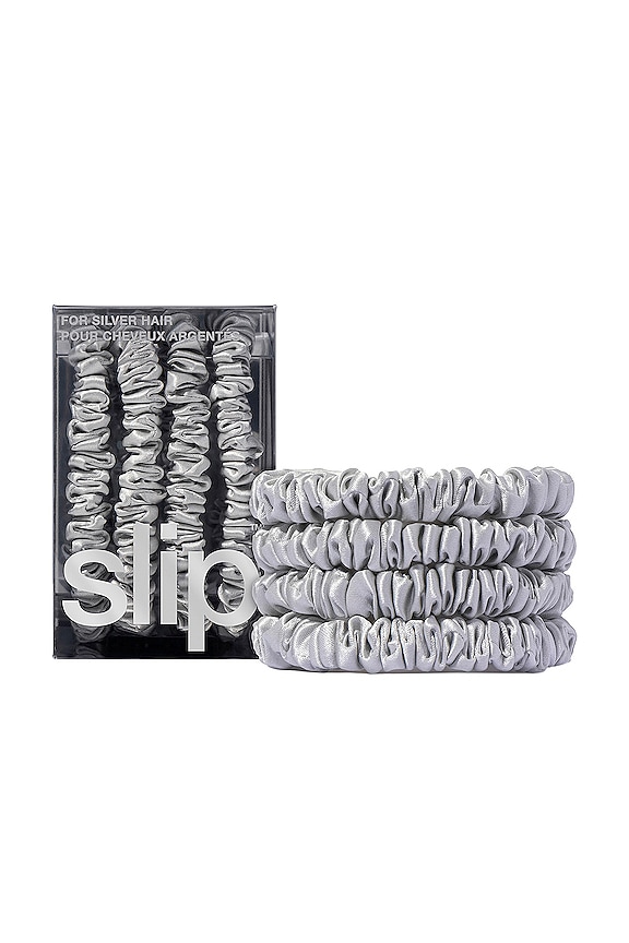view 2 of 3 Skinny Scrunchies 4 Pack In Silver in Silver