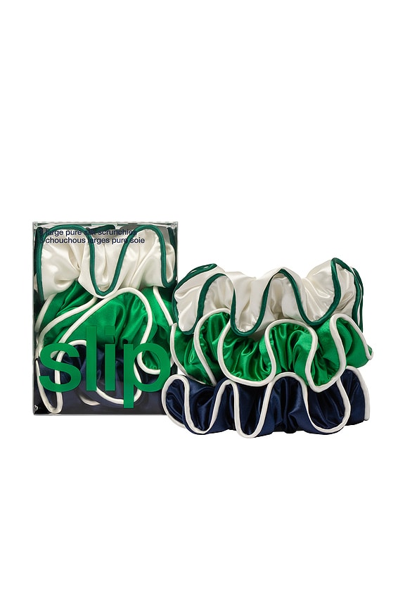 view 1 of 6 COLETEROS GRANDES DE SEDA PURA PURE SILK LARGE SCRUNCHIES in Game Day