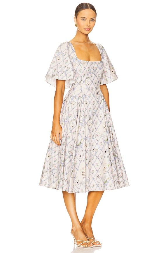 view 2 of 3 The Bluebell Dress in Swan Trellis