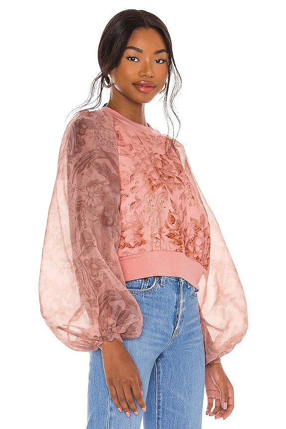 view 2 of 4 Mini Vamp Sleeve Sweater in Mauve Toile