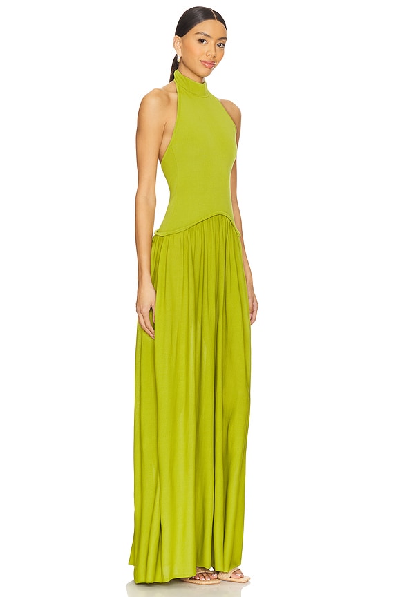 view 2 of 3 Soglio Halter Dress in Chartreuse