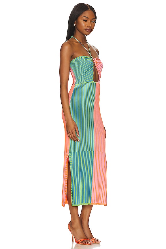 view 2 of 3 Lisa Dress in Carnation Pink, Clemetine, Parakeet, & French Blue