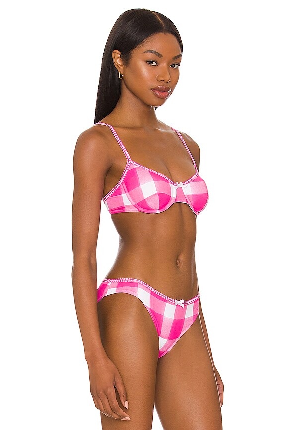 view 2 of 4 The Daphne Bikini Top in Painted Strawberry Gingham