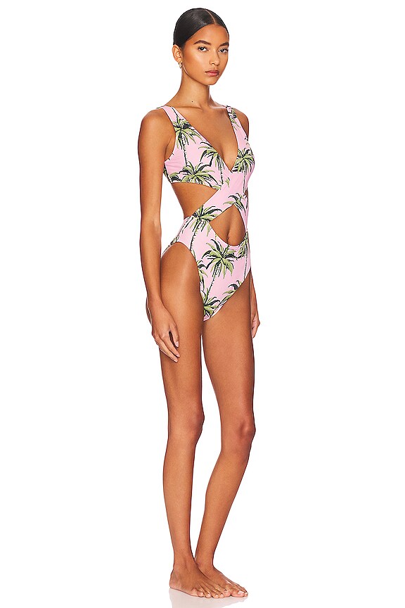 view 2 of 3 x Palm Tree Crew The Poppy Wrap One Piece in Palm Tree Print