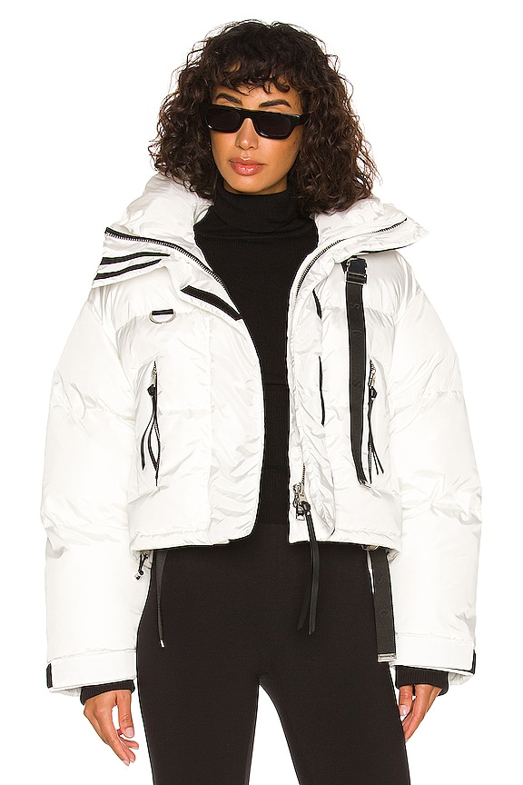 Shoreditch Ski Club Willow Short Puffer in White & Black | REVOLVE