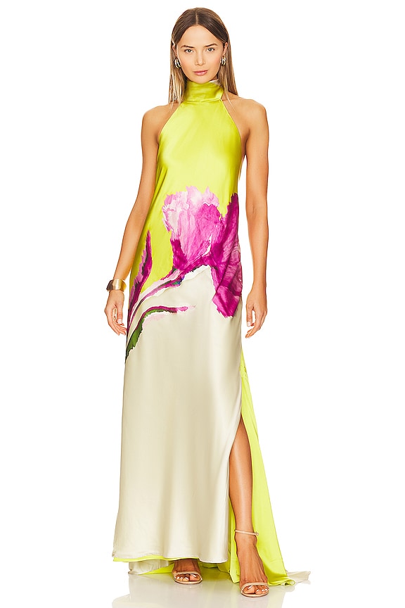 view 1 of 3 Sherry Gown in Chartreuse Beige Floral