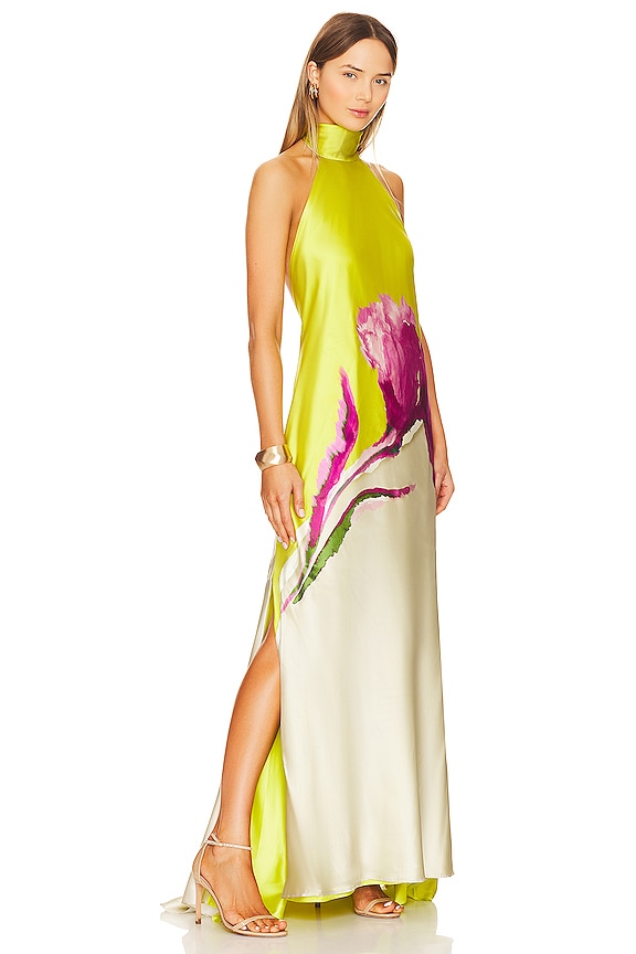 view 2 of 3 Sherry Gown in Chartreuse Beige Floral