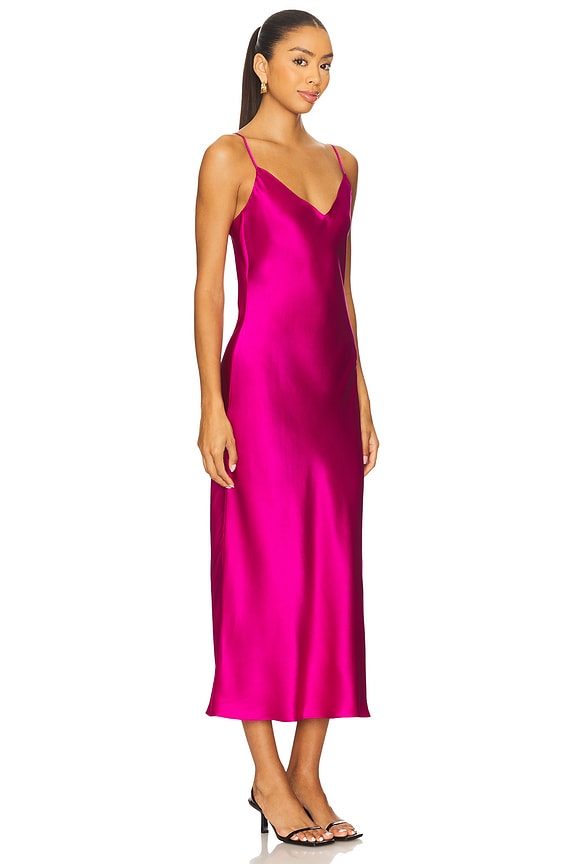 view 2 of 4 Taylor V-neck Bias Cut Dress in Magenta