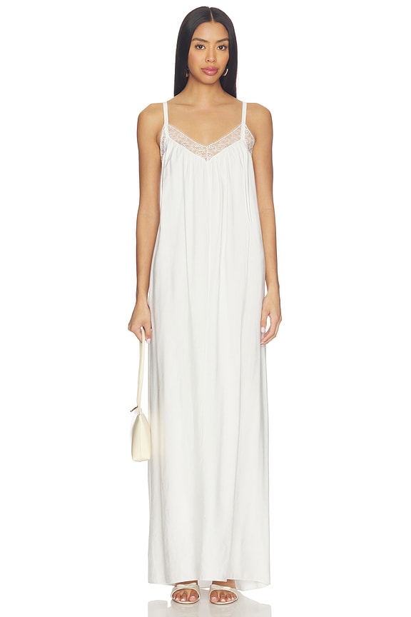 view 1 of 3 Sigrid Relaxed V-neck Dress With Lace in White