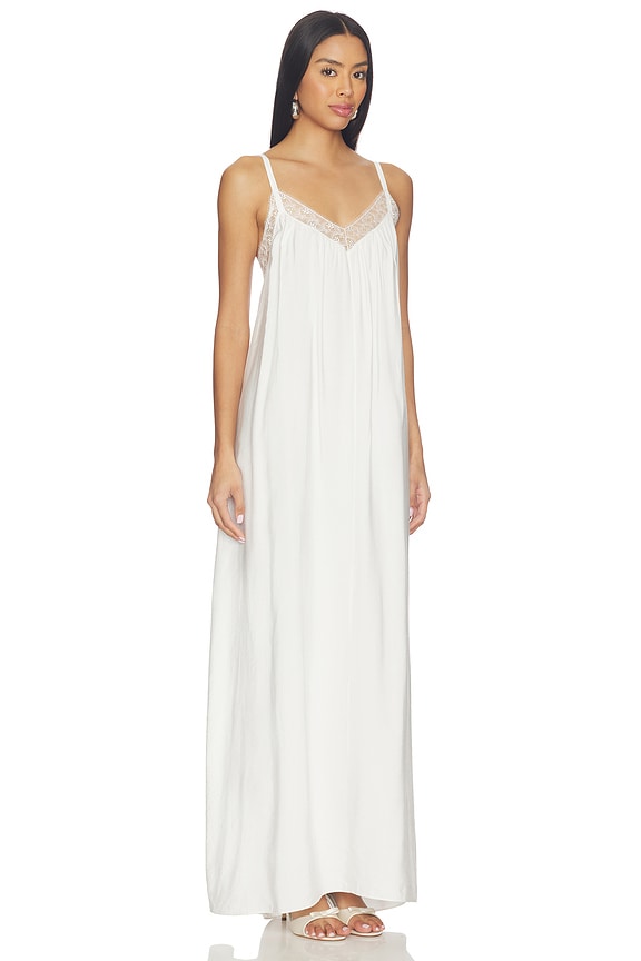 view 2 of 3 Sigrid Relaxed V-neck Dress With Lace in White