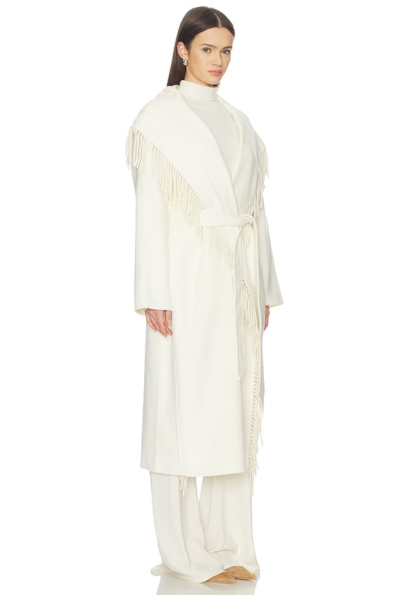 view 2 of 4 Charli Hooded Coat With Fringe in Gardenia