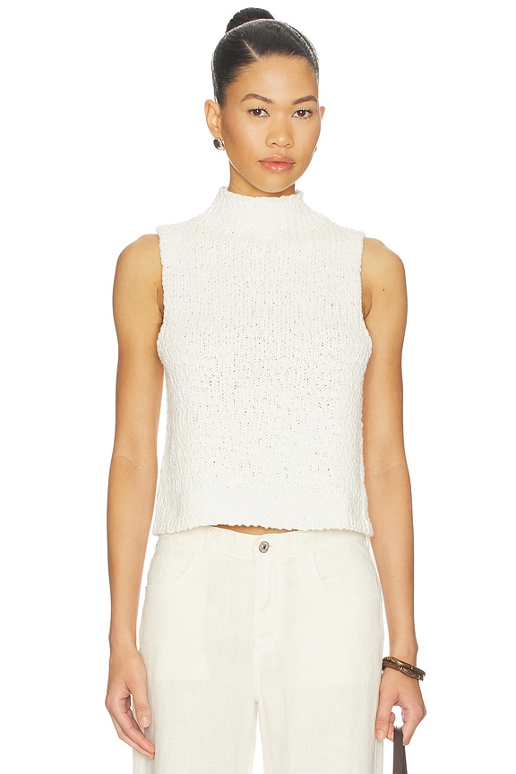 view 1 of 4 Atticus Roll Neck Cropped Tank in Gardenia