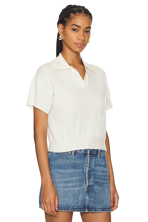 view 2 of 4 Mirabelle Relaxed Short Sleeve Polo Top in Gardenia