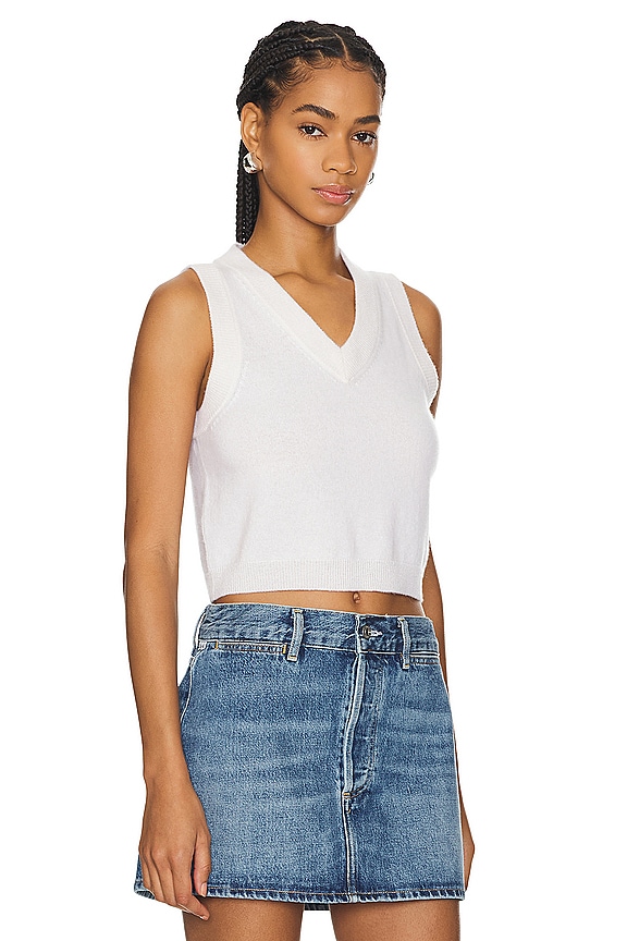 view 2 of 4 Sterling Cropped V Neck Tank Top in Gardenia