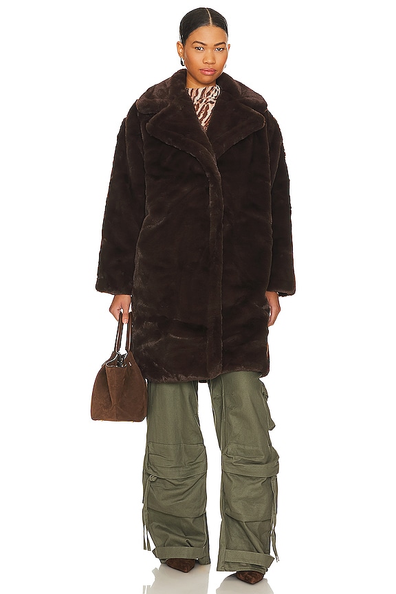 view 2 of 4 MANTEAU IMITATION FOURRURE EMERY in Dark Brown