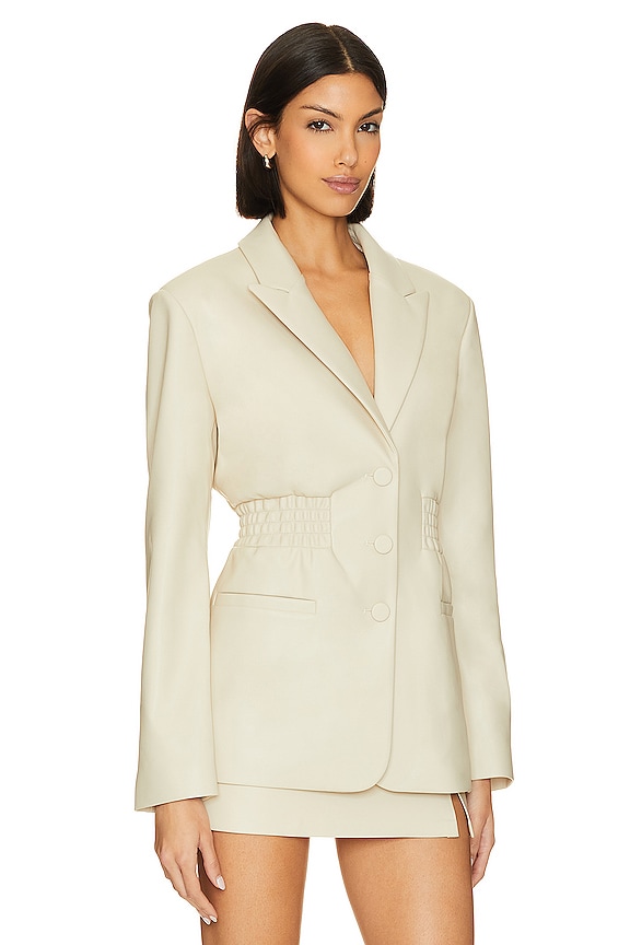 view 2 of 4 Frida Faux Leather Blazer in Bone