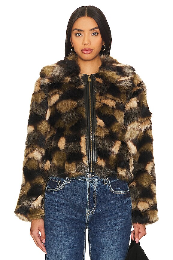 view 2 of 5 Arlowe Faux Fur Jacket in Green Multi