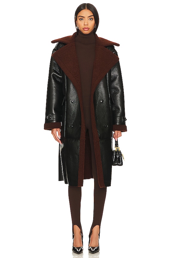 Steve Madden Kinzie Faux Leather Coat in Black | REVOLVE