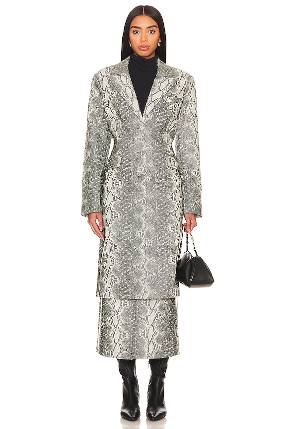 view 2 of 5 Gemini Faux Leather Coat in BLACK/IVORY