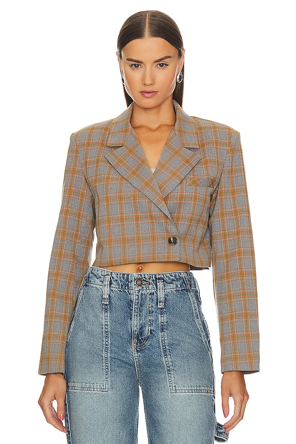 view 2 of 5 VESTE CROPPED RUPI in Grey Plaid