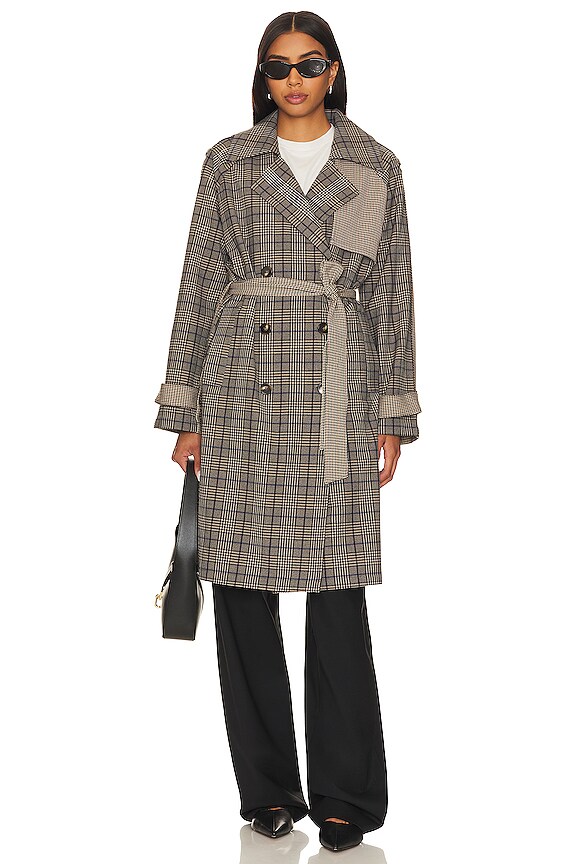 view 2 of 5 TRENCH SHINELY in Brown Plaid Mix