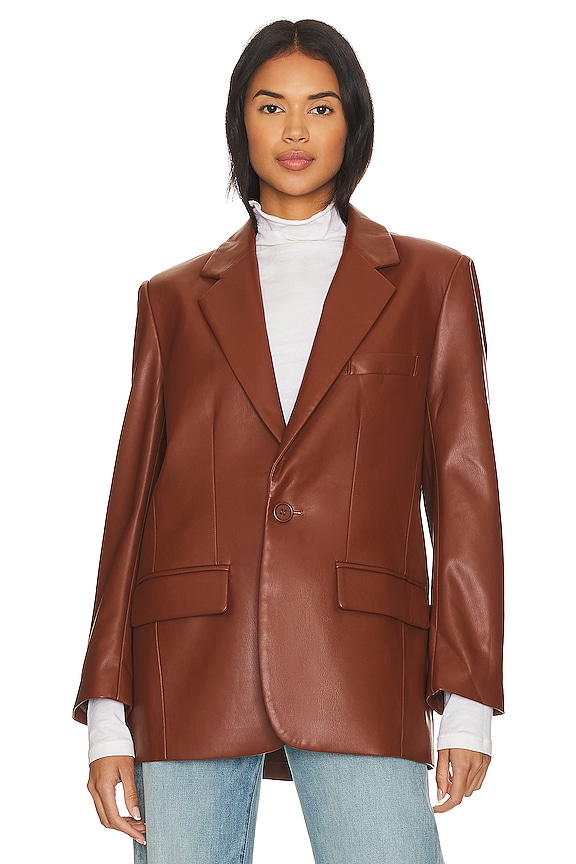 view 2 of 5 VESTE CUIR VÉGAN IMAAN in Cognac