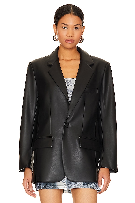 view 2 of 5 Imaan Faux Leather Blazer in Black