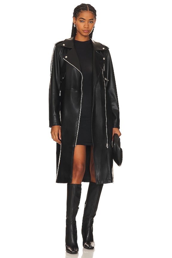 Steve Madden Kenna Faux Leather Coat in Black | REVOLVE