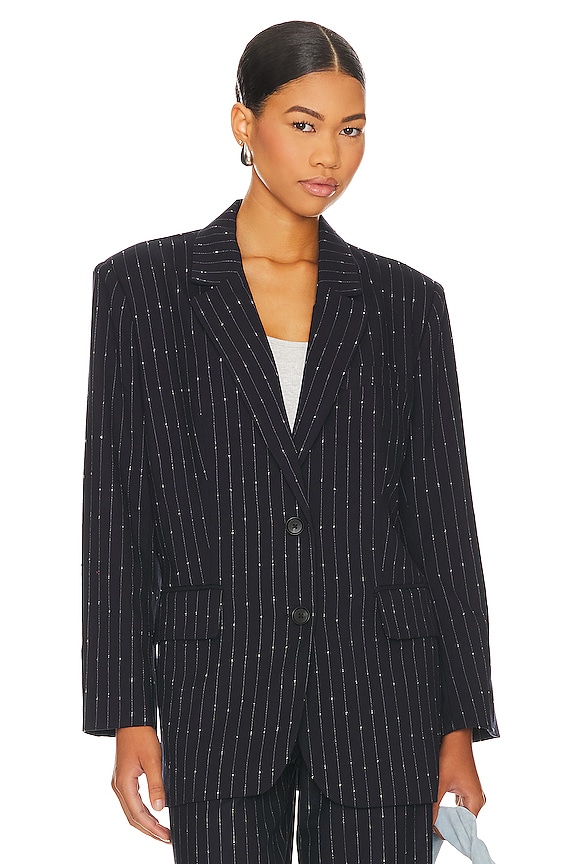 view 2 of 6 Imaan Blazer in Navy Pinstripe