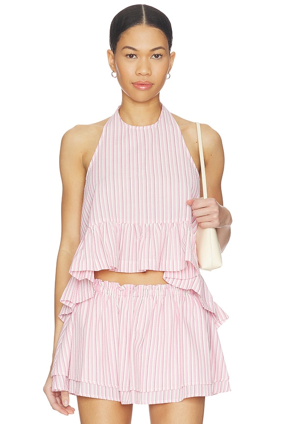 view 1 of 5 Cerise Top in Pink And White Stripe