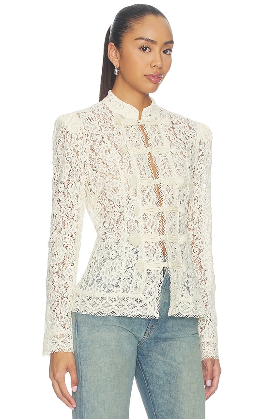 view 2 of 5 Lace Aberdeen Top in Creme