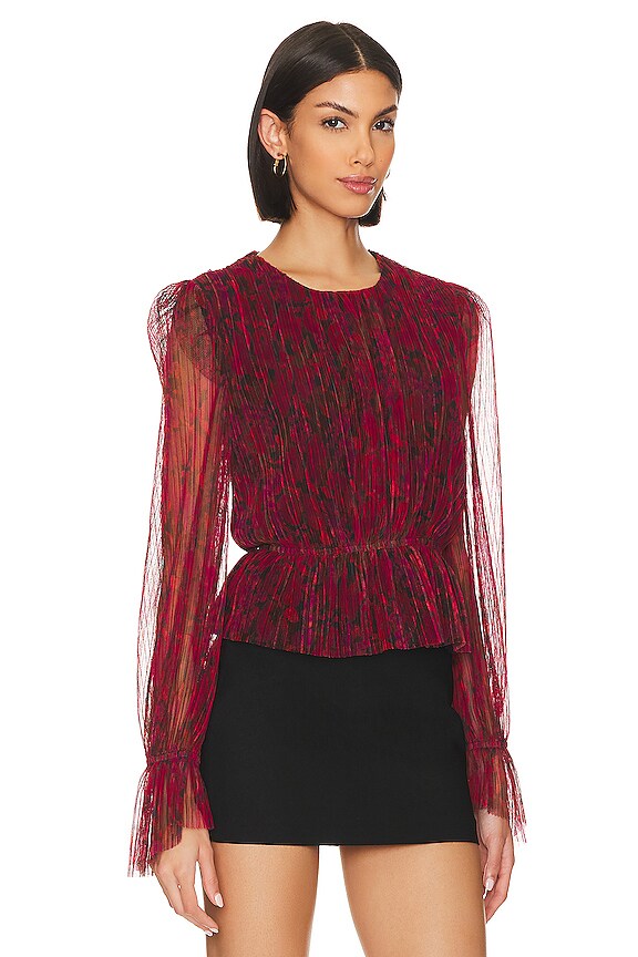 view 2 of 4 FILIPPA 페플럼 탑 in Dark Fuschia